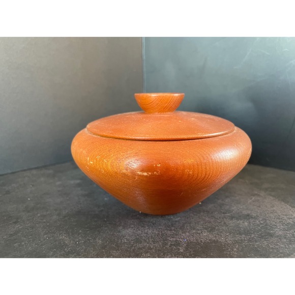 Vintage Fischer Wismar Turned Wood Lidded Bowl Mid Century Modern German Decor - Picture 4 of 12